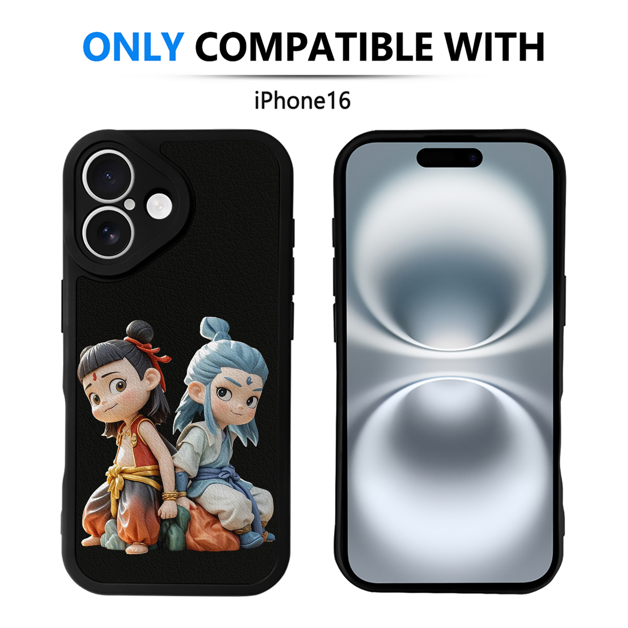 （画像用） Ne Zha 2 ナタ 魔童の大暴れ 【iPhone 16シリーズ対応】シリコンスマホケース（レザー調） 材質：シリコン